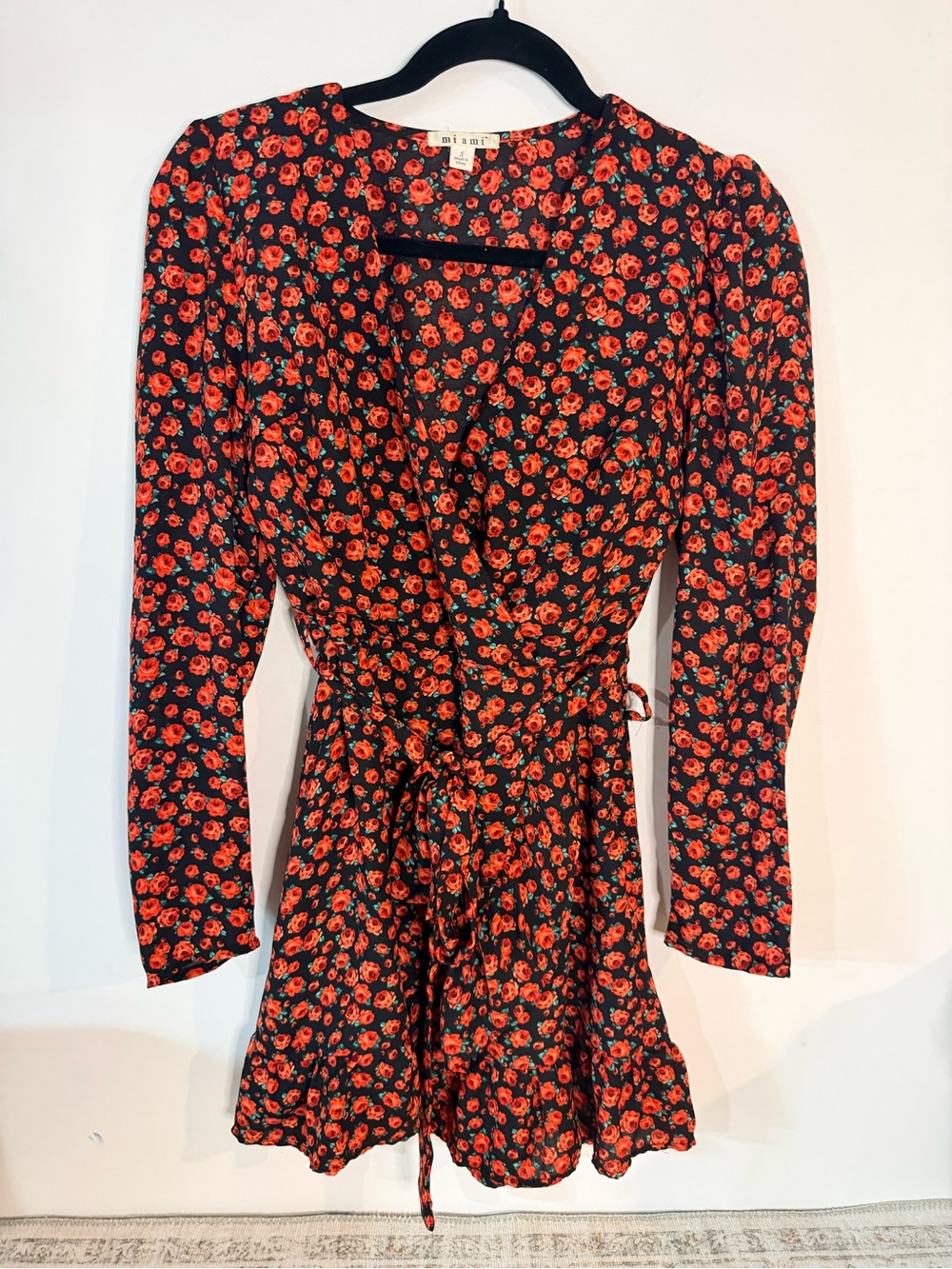 Mi Ami red floral long sleeve dress